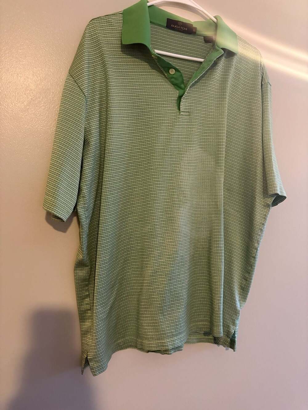 Bugatchi Uomo Men's XXL Green Textured Stripe Knit Polo Shirt - Picture 2 of 6